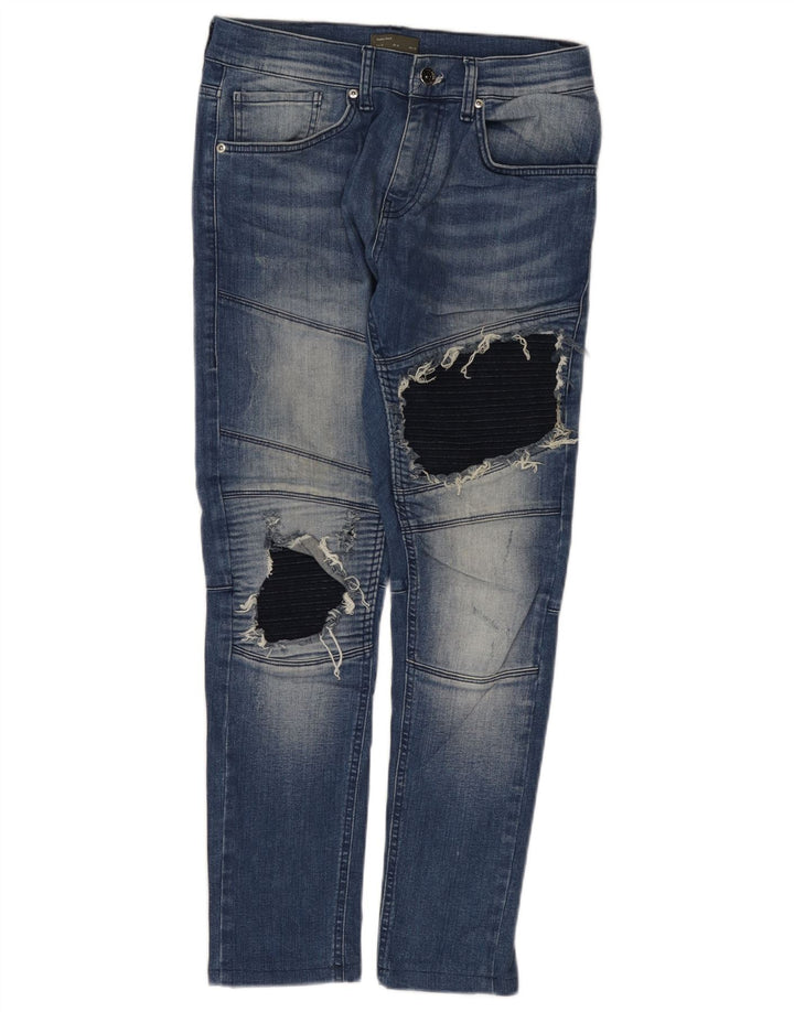 Zara Jean slim vieilli pour homme EU 40 Medium W31 L28 Bleu Colorblock