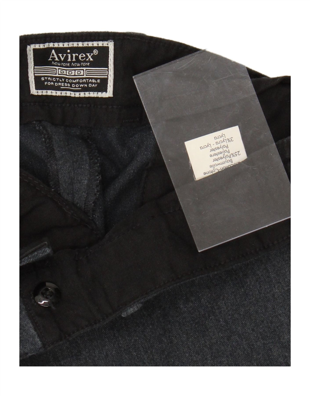 AVIREX Pantalon de Costume Droit Homme W33 L35 Gris Coton