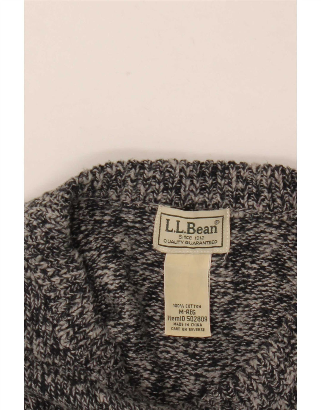 L.L.Bean Pull col rond homme gris moyen coton moucheté
