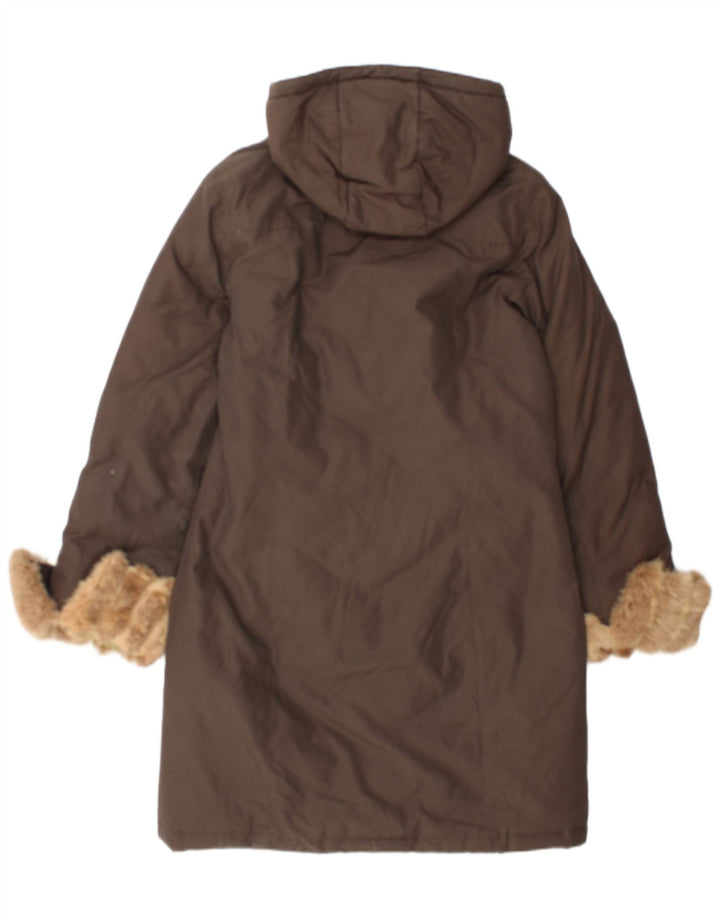 Woolrich Manteau rembourré à capuche pour femme UK 44 en coton marron moyen