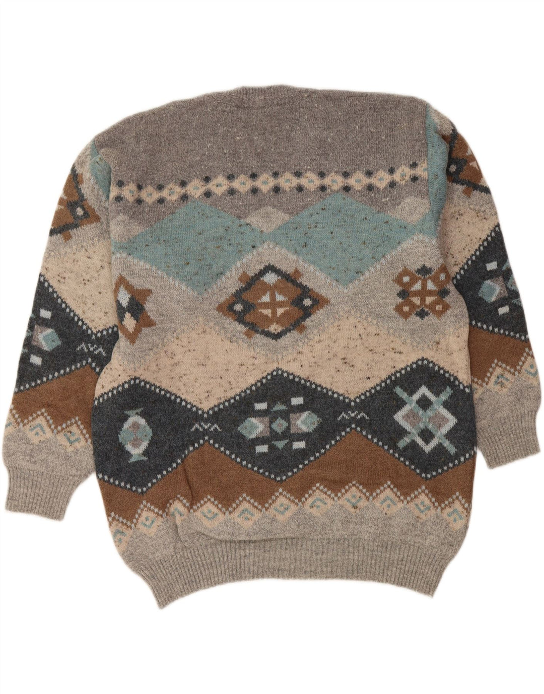 SOUTH COAST Pull col V pour homme IT 54 XL en laine Fair Isle gris