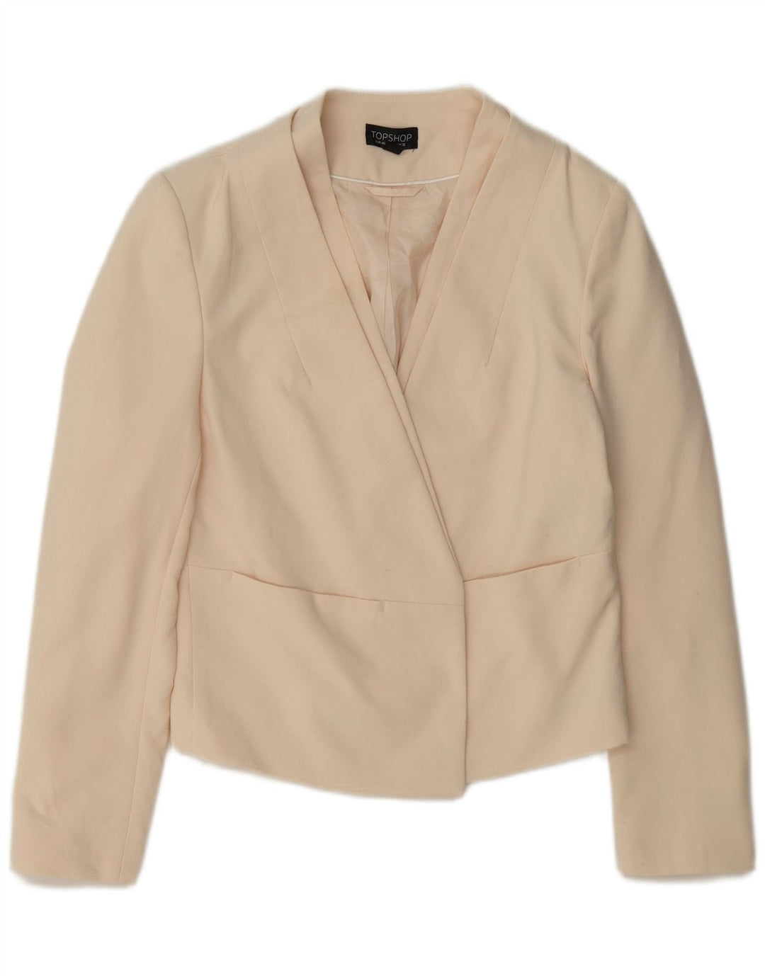 Topshop Veste blazer courte ouverte pour femme UK 12 Medium Off White Polyester