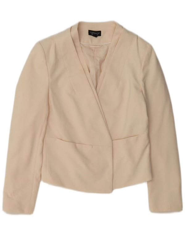Topshop Veste blazer courte ouverte pour femme UK 12 Medium Off White Polyester