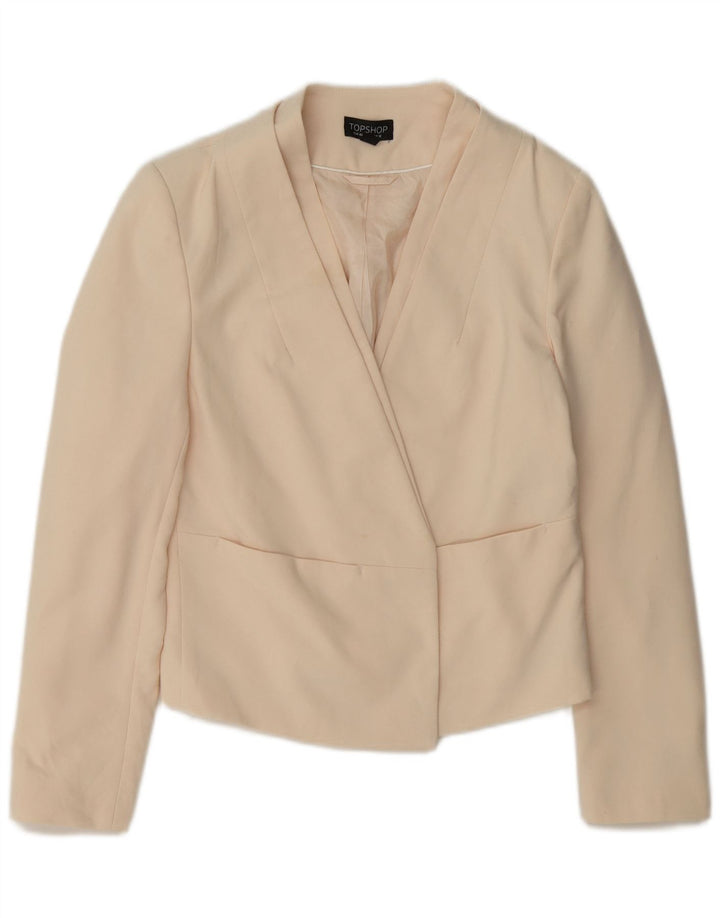 Topshop Veste blazer courte ouverte pour femme UK 12 Medium Off White Polyester