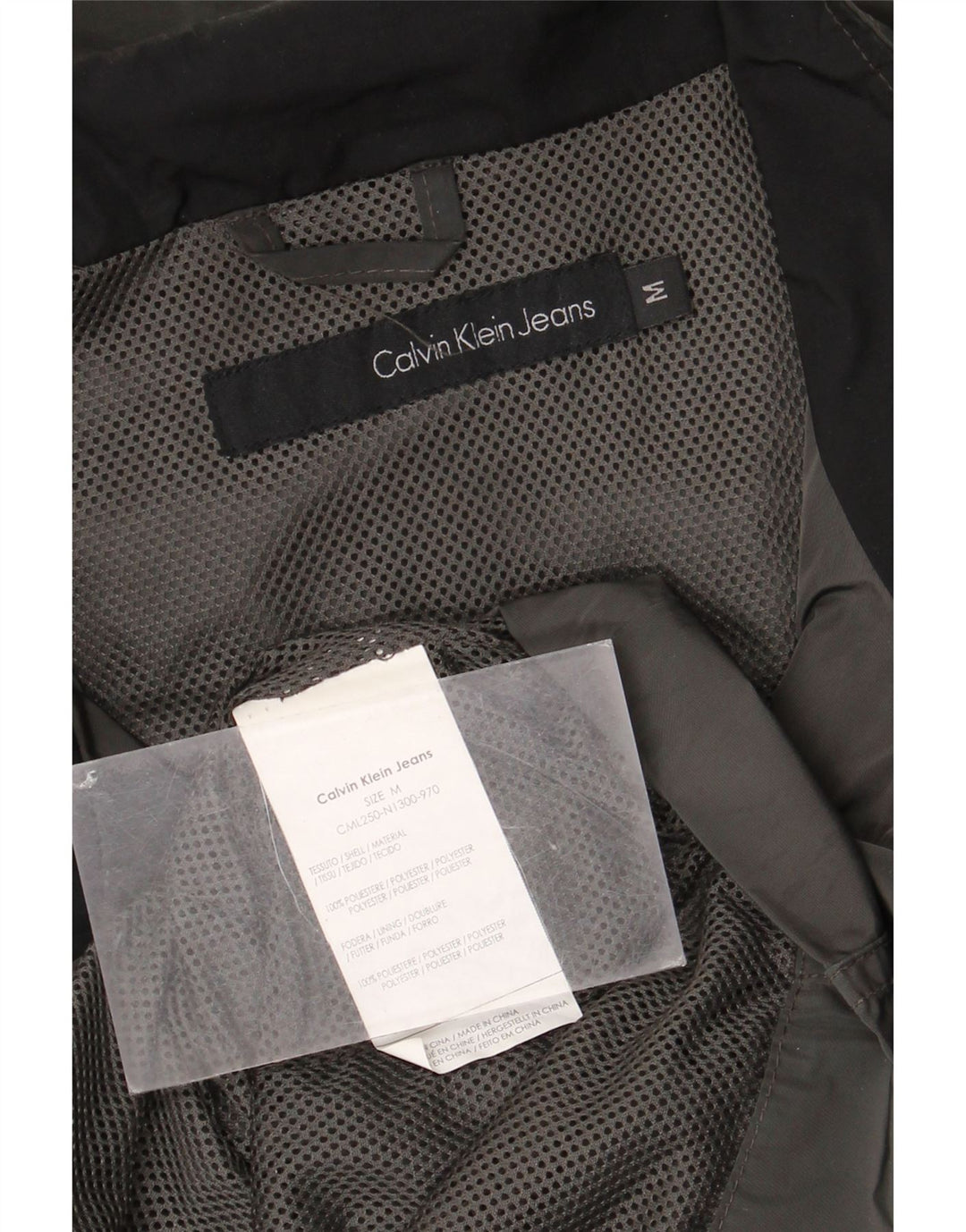 Calvin Klein Jeans Veste utilitaire graphique pour homme UK 38 Gris moyen Polyester