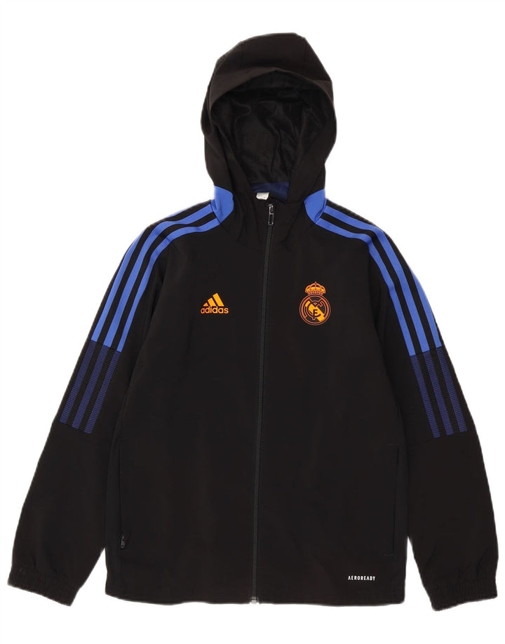 ADIDAS Veste de survêtement à capuche Real Madrid pour garçon 9-10 ans Noir