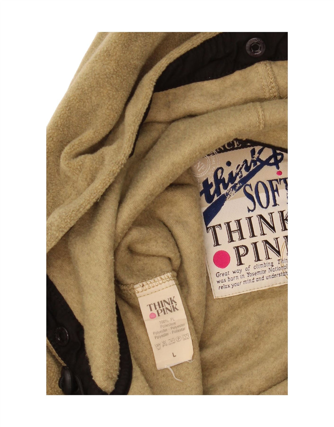 THINK PINK Womens Hooded Fleece Jacket UK 16 Large Brown Polyester Vintage Think Pink and Second-Hand Think Pink from Messina Hembry 