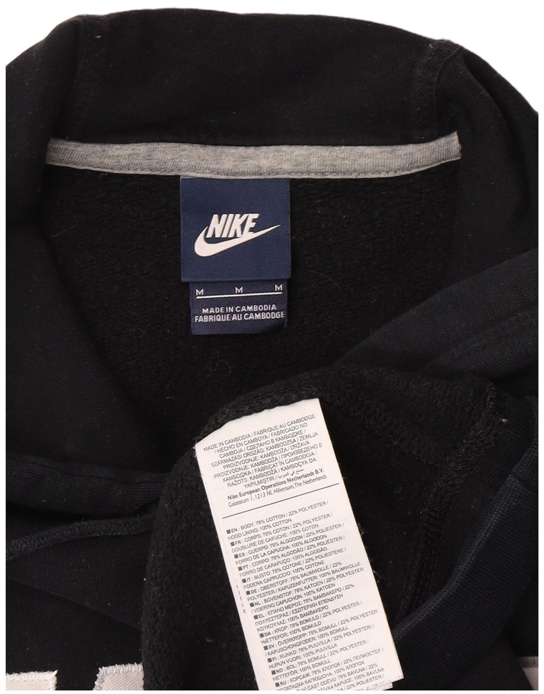 Nike Pull à capuche graphique en coton noir moyen pour homme