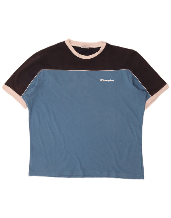 Champion T-Shirt Homme Top XL Bleu Colorblock Coton