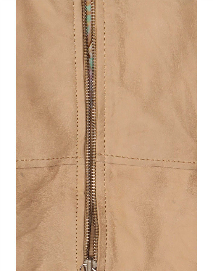 Cabrini Veste de motard en cuir pour femme EU 36 Petit Beige