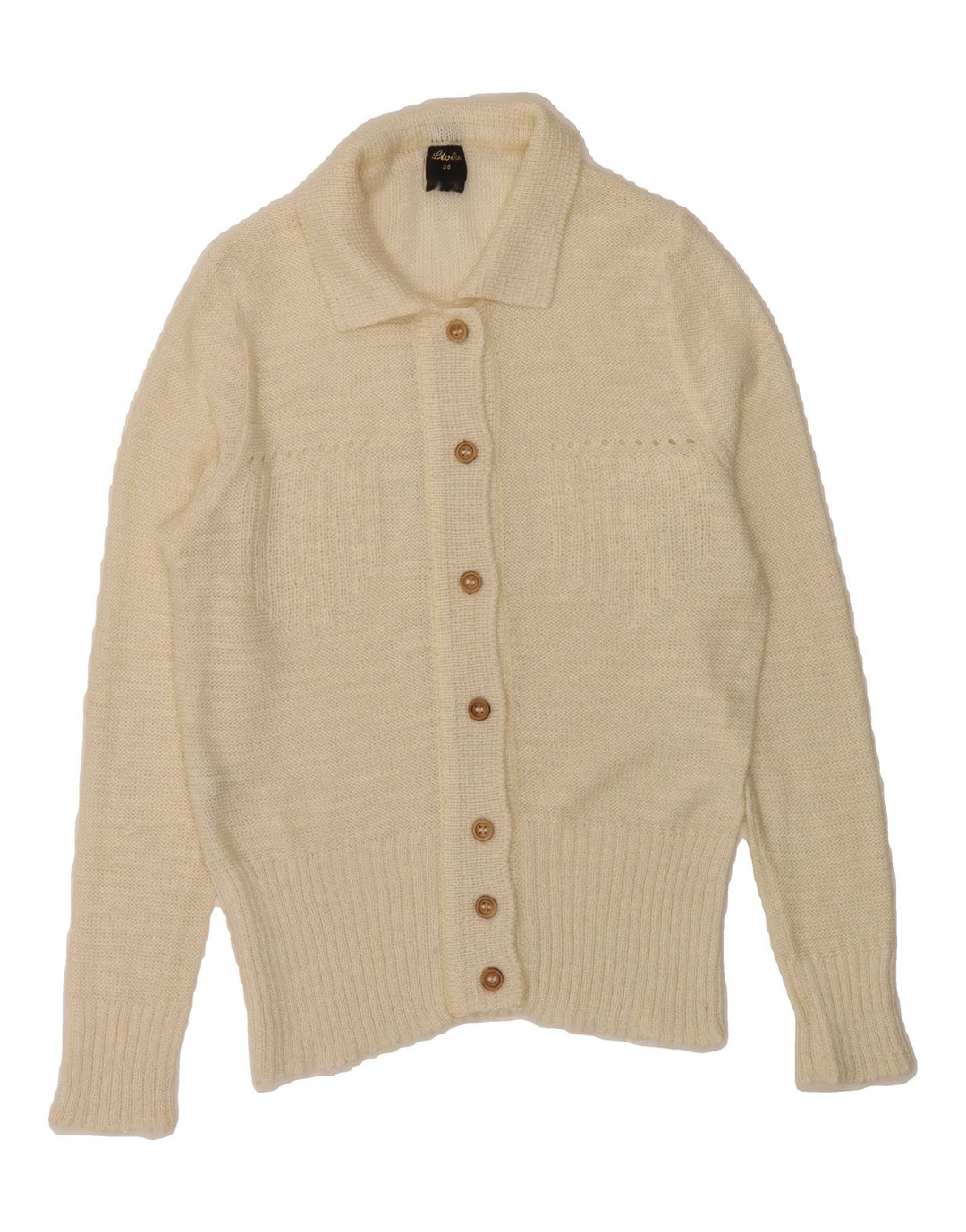 VINTAGE Womens Cardigan Sweater EU 38 Medium Off White Vintage Vintage and Second-Hand Vintage from Messina Hembry 