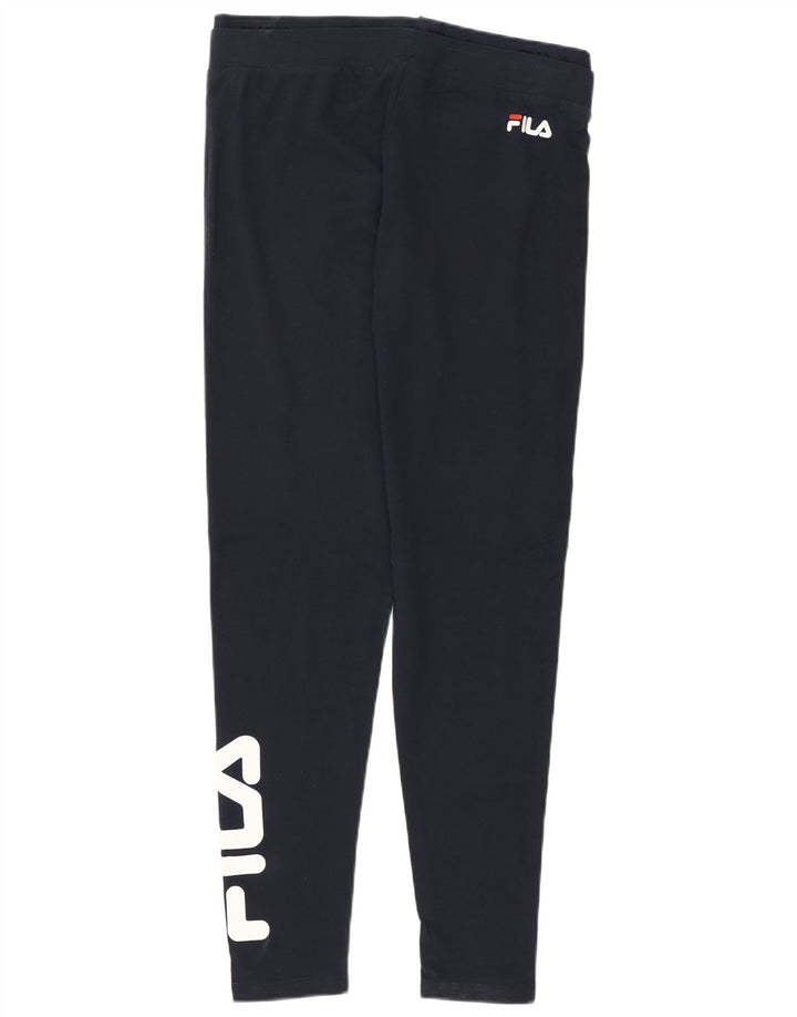 Fila Womens Graphic Leggings UK 14 Large Bleu Marine Coton