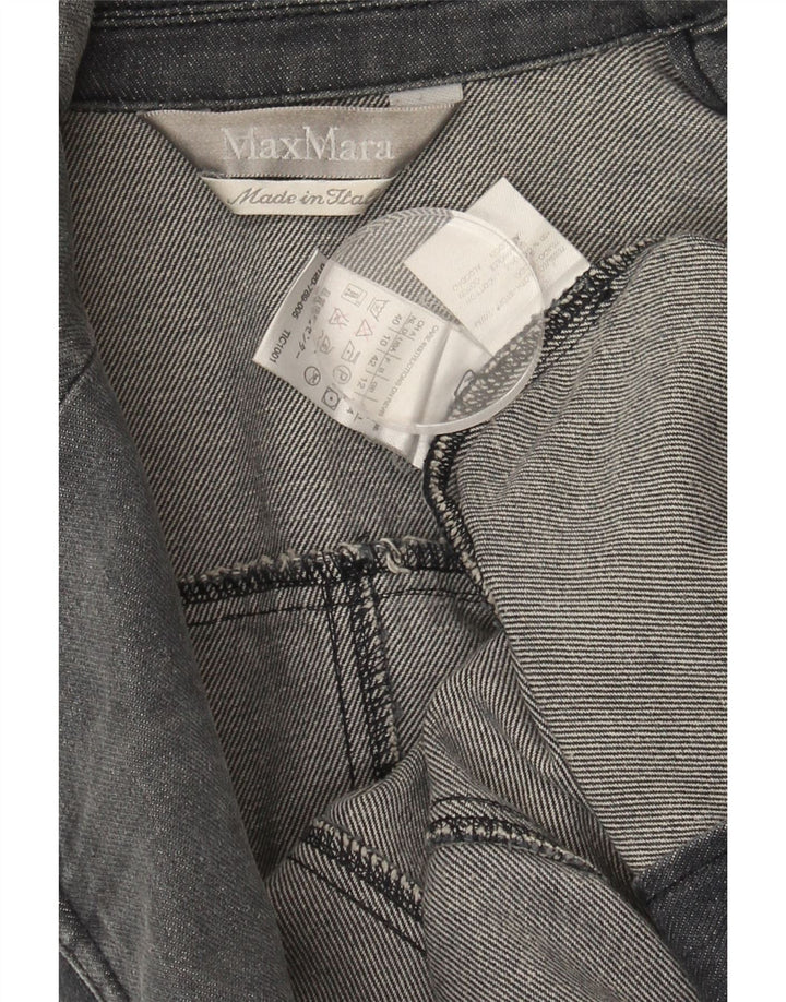 MAX MARA Womens 1 Button Denim Blazer Jacket UK 12 Medium  Grey Cotton