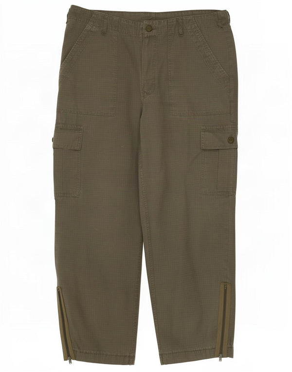 vintage Mens Loose Fit Cargo Pantalon IT 50 Large W36 L27 Green Check
