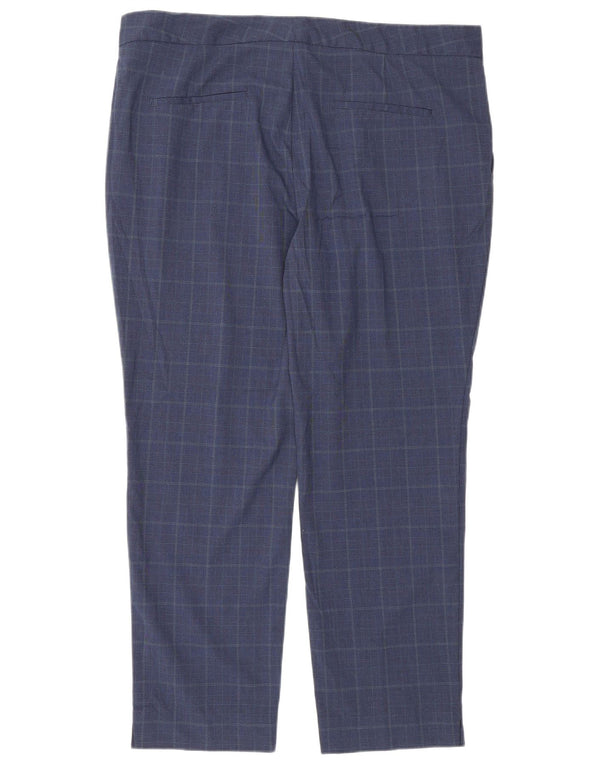 Zara Pantalon de costume droit pour femme EU 44 XL W34 L27 Bleu marine Pied-de-poule