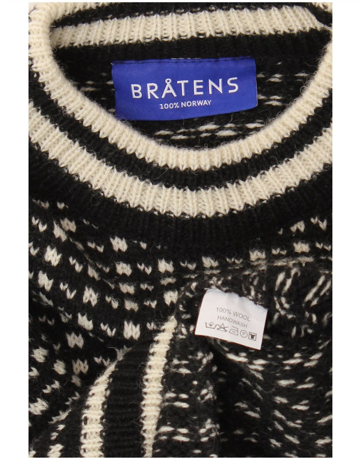 Bratens Pull col bateau pour homme en laine géométrique noir moyen