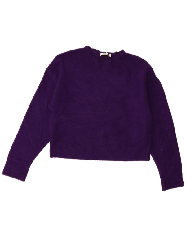 Zara Pull court à col rond pour femme UK 14 Violet moyen