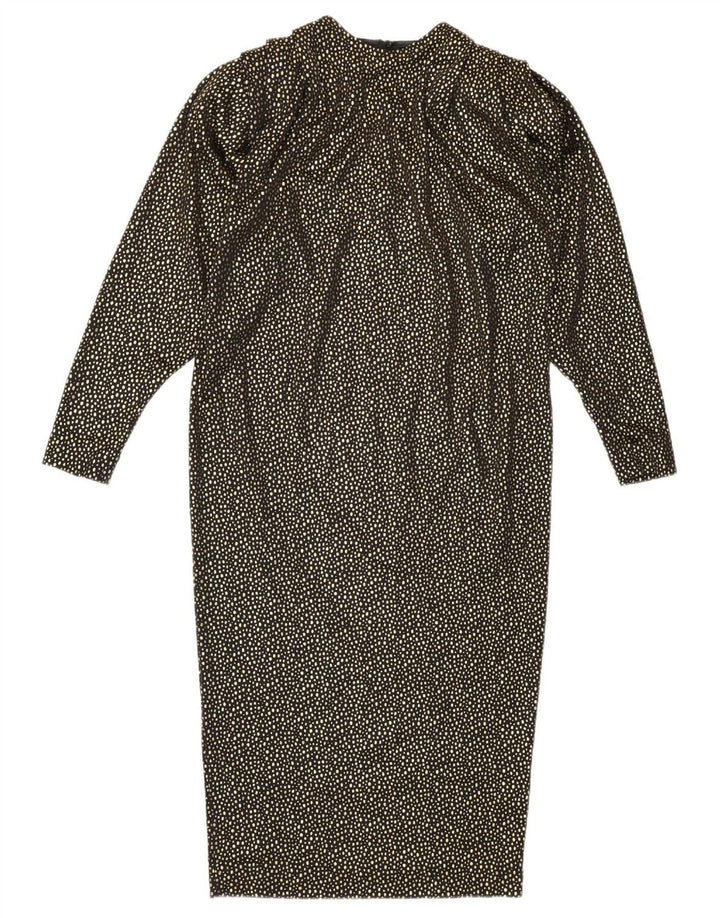 robe droite à manches longues vintage pour femmes IT 42 Or moyen tacheté