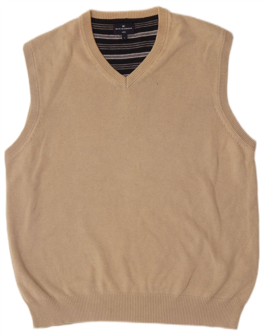 Marks & Spencer Débardeur Blue Harbor Vest pour hommes en coton beige grand