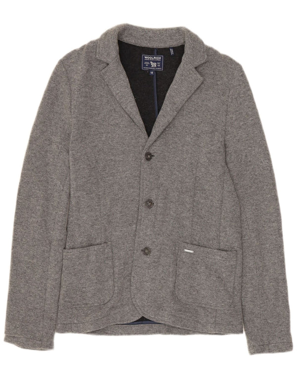 WOOLRICH Pull Cardigan Femme UK 12 Laine Gris Moyen