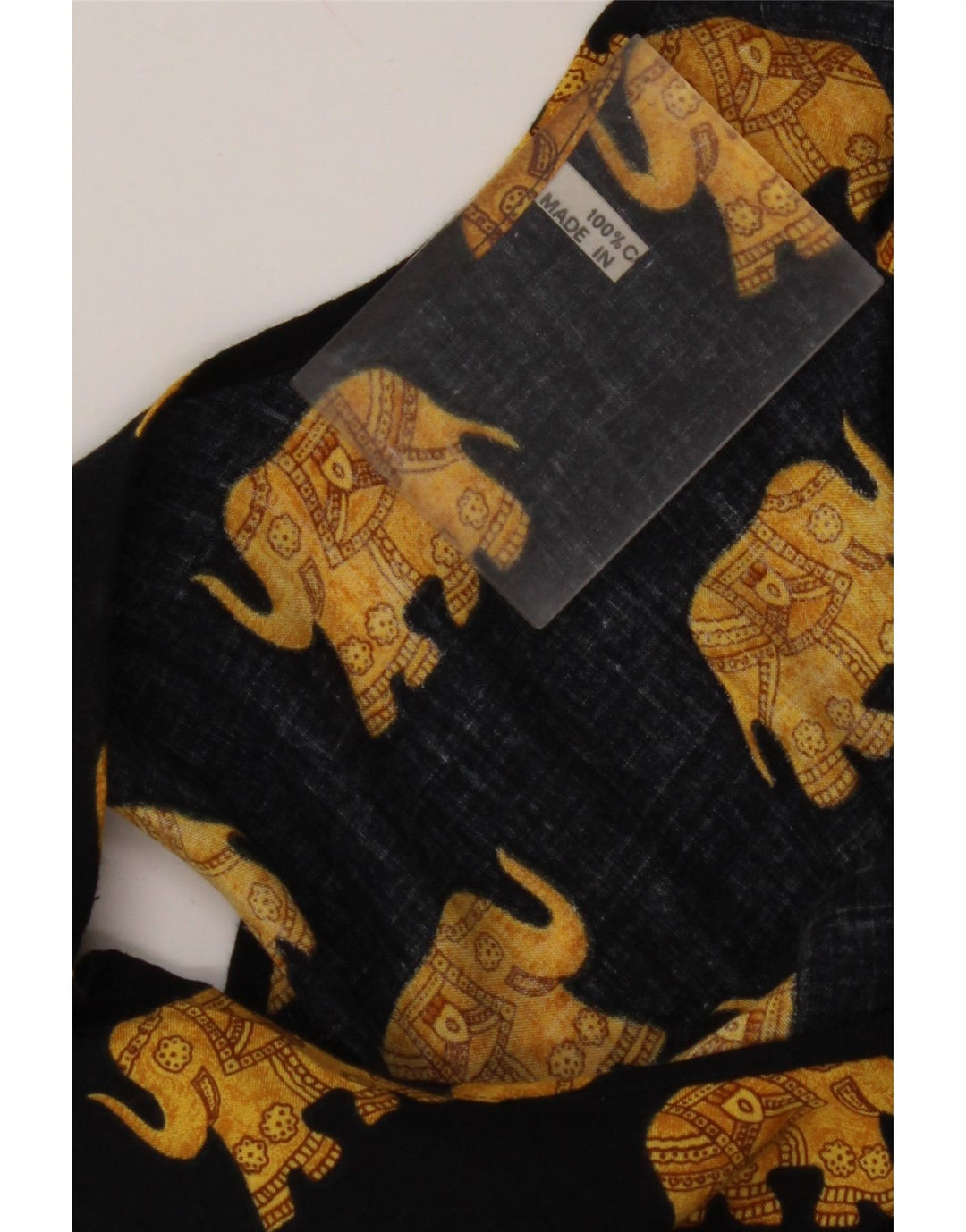 VINTAGE Femme Robe d’été sans manches UK 12 Coton imprimé animal noir moyen