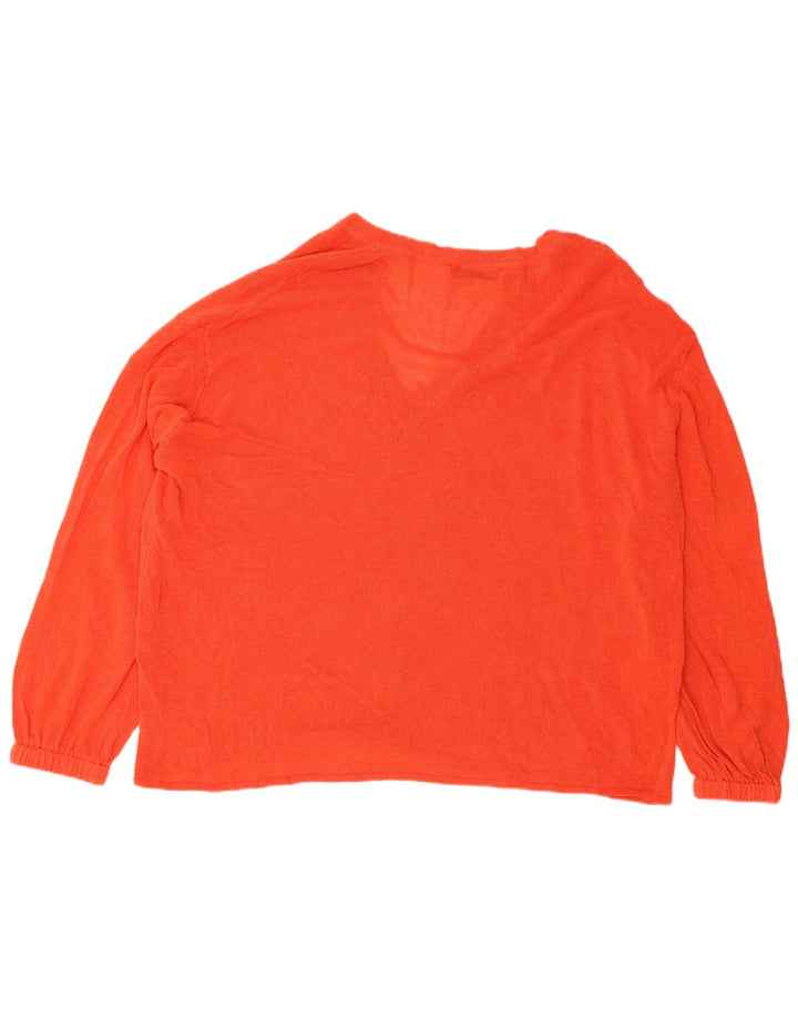 Zara Pull surdimensionné à col en V pour femme UK 14 Orange moyen