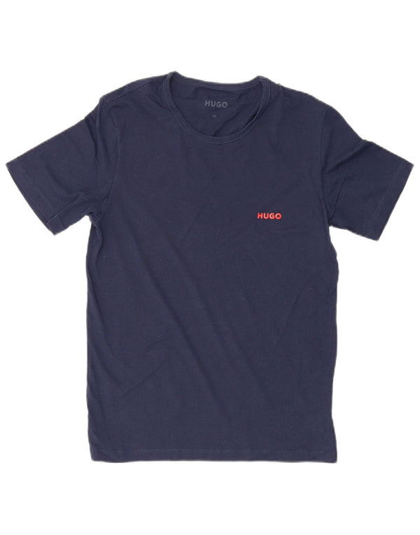 Hugo Boss Homme T-Shirt Top Bleu Marine Moyen Coton