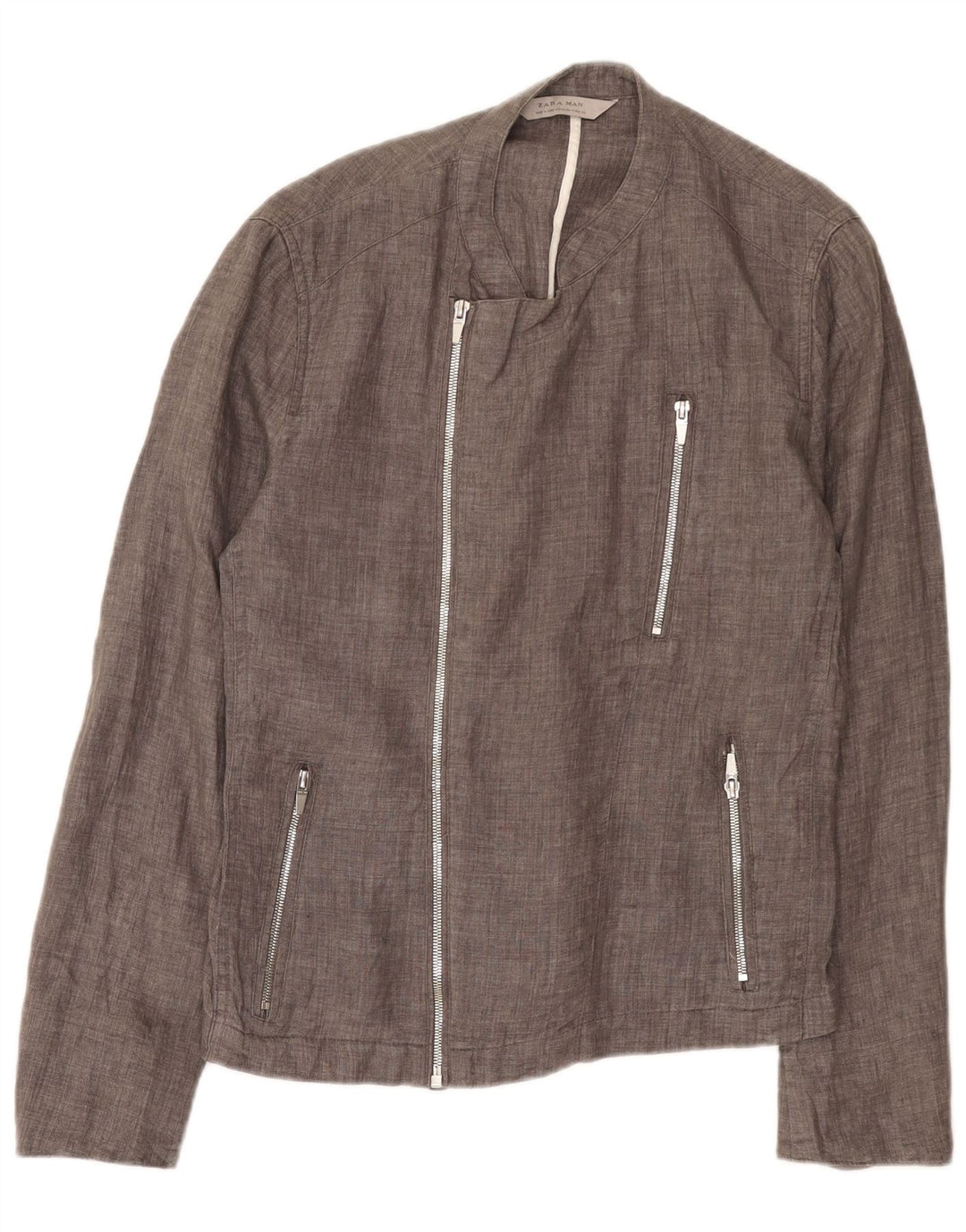 Zara Veste utilitaire pour homme UK 36 Lin gris moyen