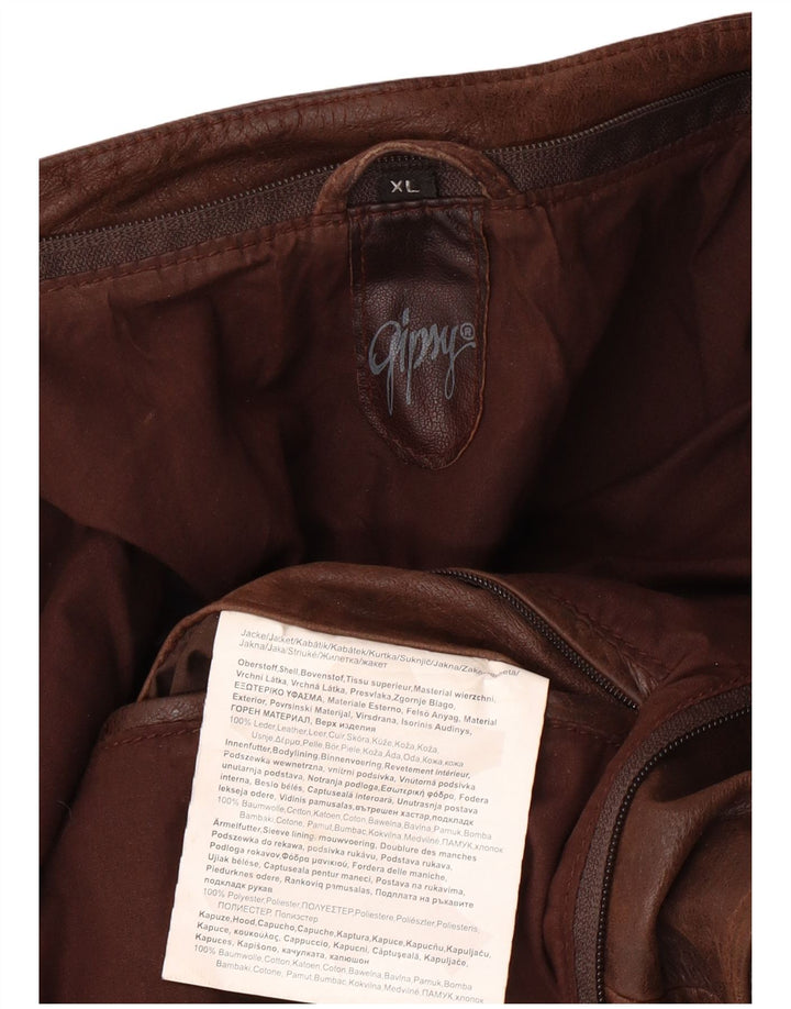 GIPSY Veste en Cuir Slim Homme UK 42 XL Cuir Marron
