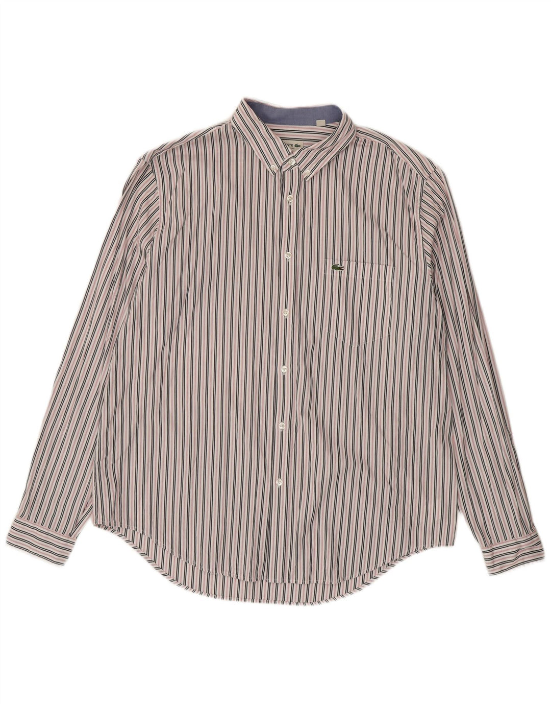 Lacoste Chemise Regular Fit Homme Taille 45 XL Coton Rayé Blanc