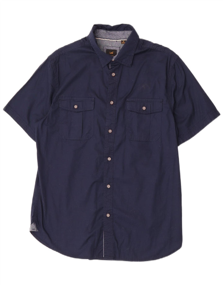 Lee Chemise à Manches Courtes Homme Bleu Marine Moyen Coton