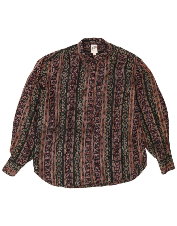 Chemise Homme Vintage Grande Soie Géométrique Multicolore