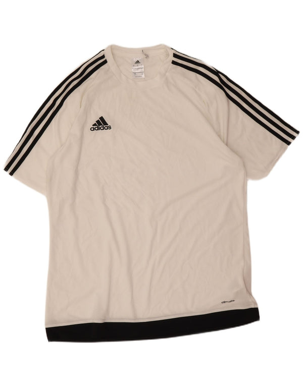 Adidas Hommes Climalite T-Shirt Haut Large Blanc Colorblock Polyester