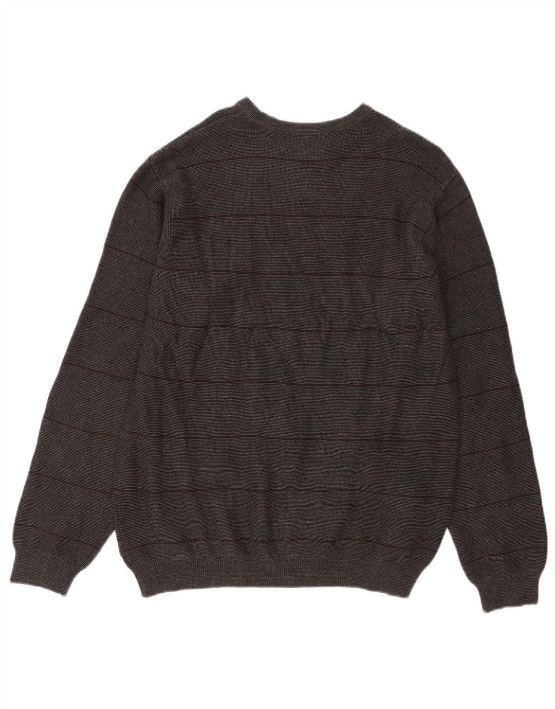 Izod Pull Col Rond Homme Gris Moyen Rayé Coton
