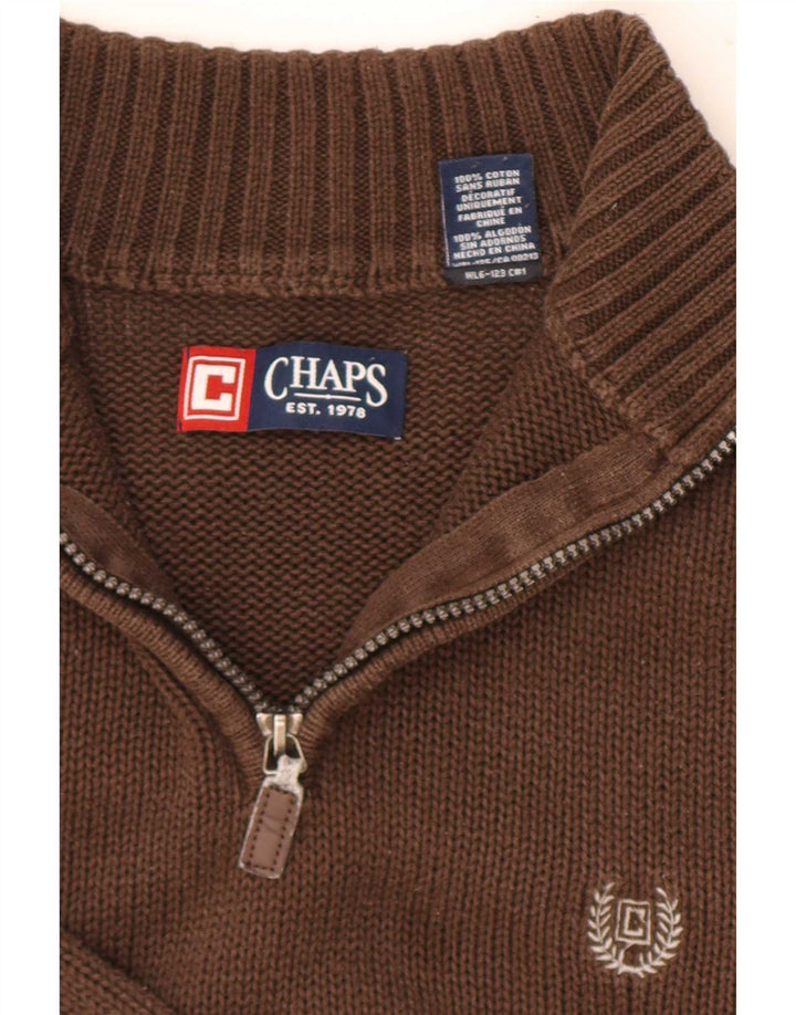 Chaps Pull à col zippé pour homme Petit coton marron