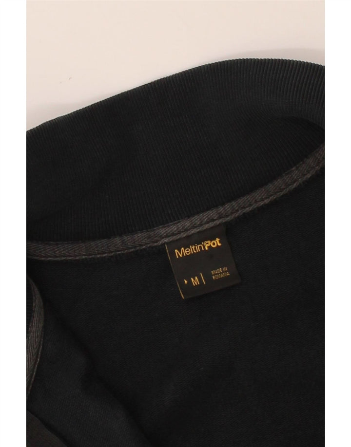 MELTIN' POT Womens Graphic Tracksuit Top Jacket UK 12 Medium Black Vintage Meltin' Pot and Second-Hand Meltin' Pot from Messina Hembry 