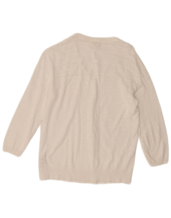 Fat Face Cardigan à manches 3/4 pour femme en coton blanc moyen UK 12