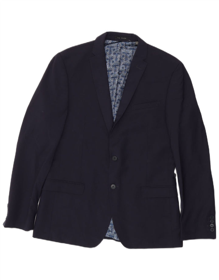 Ted Baker Veste blazer coupe slim à 2 boutons pour homme Taille 42 Grande laine bleu marine