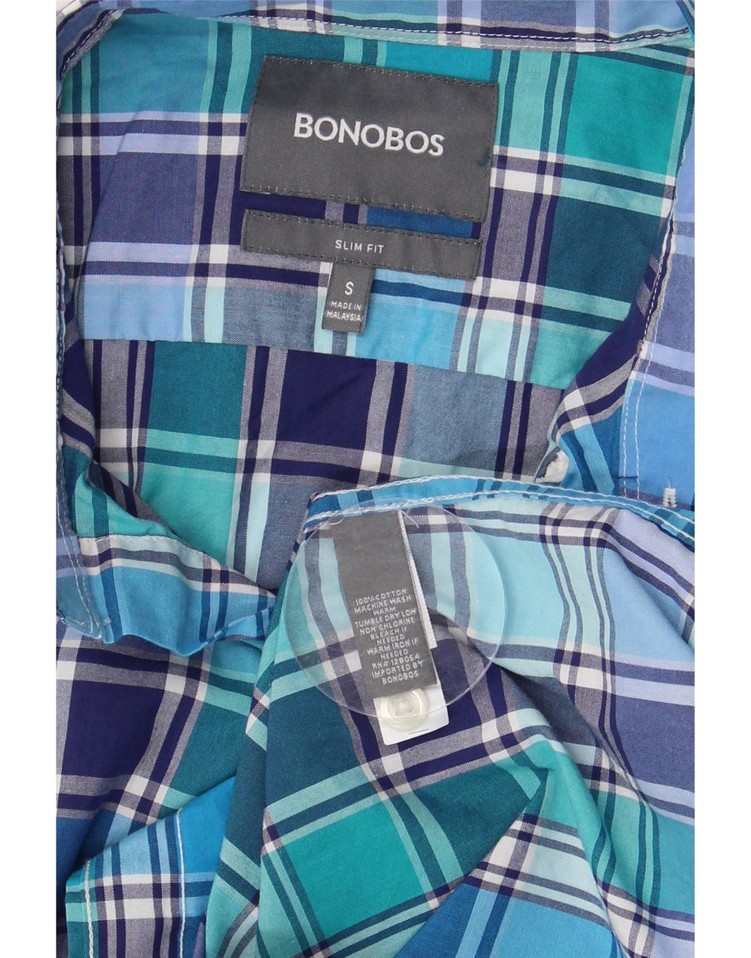 BONOBOS Chemise Slim Fit Homme Petit Carreau Bleu Coton