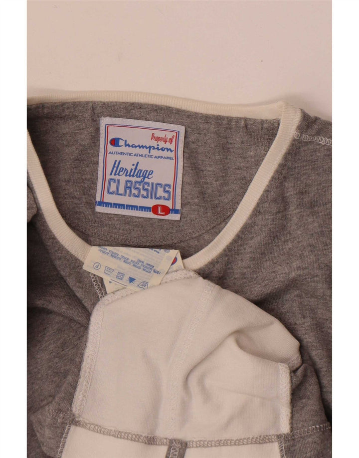 Champion Womens Heritage Classics Graphic Top Manches Longues UK 14 Large Gris