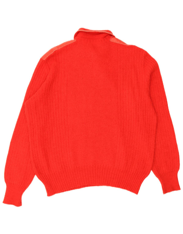 vintage Mens Polo Neck Jumper Pull Grande laine d’alpaga rouge
