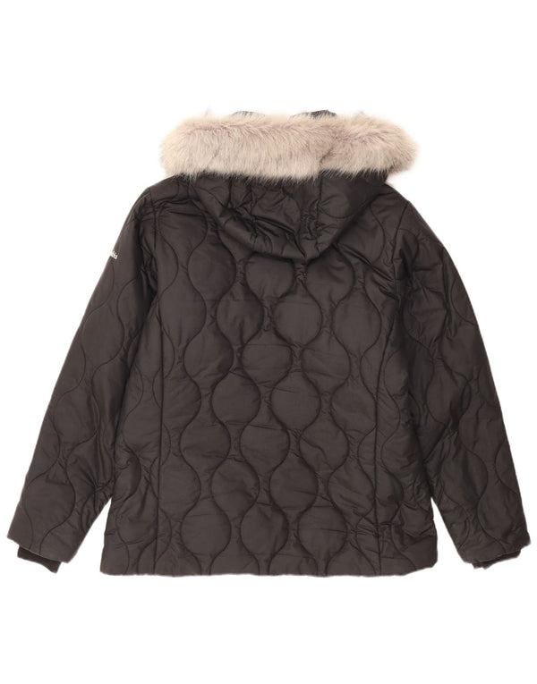 Columbia Veste matelassée à capuche pour femme UK 16 Large Noir Polyester