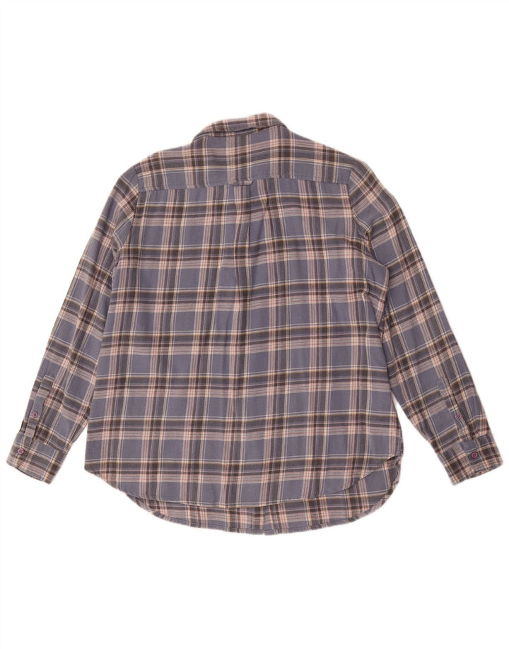 Fat Face Chemise en flanelle pour femme UK 12 Bleu moyen à carreaux en coton