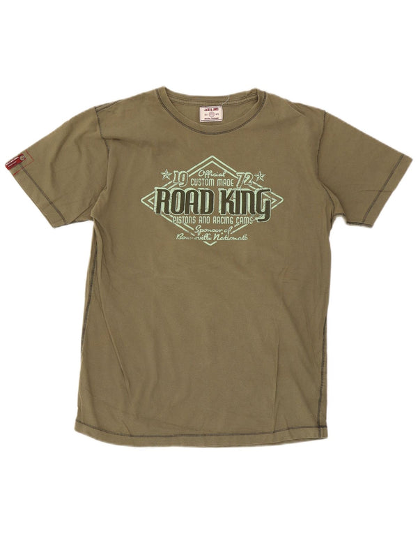 Jack & Jones T-Shirt Graphique Top XL Kaki Coton Homme