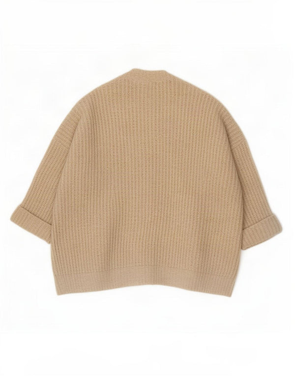 Zara Cardigan ouvert surdimensionné à manches 3/4 pour femme UK 14 Beige moyen