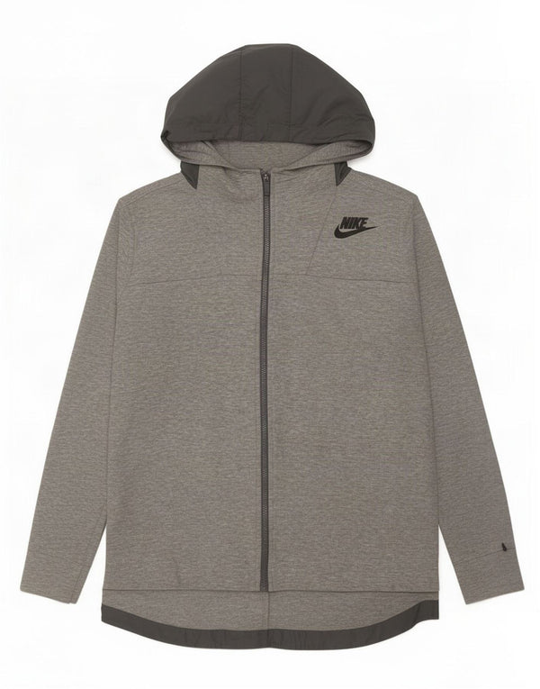 Nike Pull à capuche zippé pour femme UK 18 XL Gris Colorblock Coton