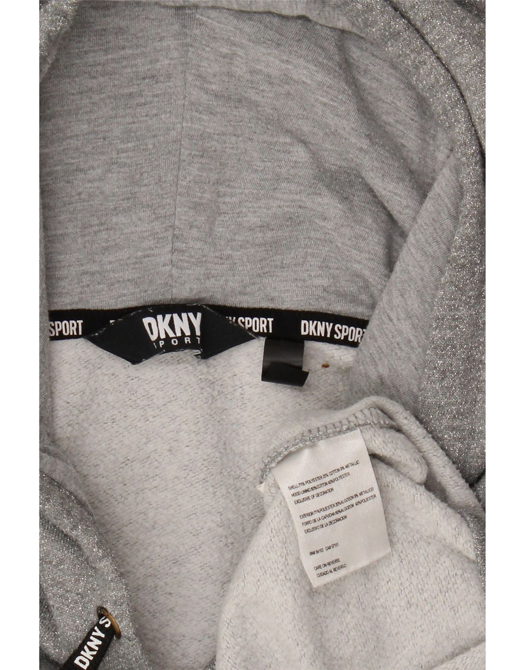 DKNY Pull à capuche surdimensionné graphique pour femme UK 14 Gris moyen Polyester