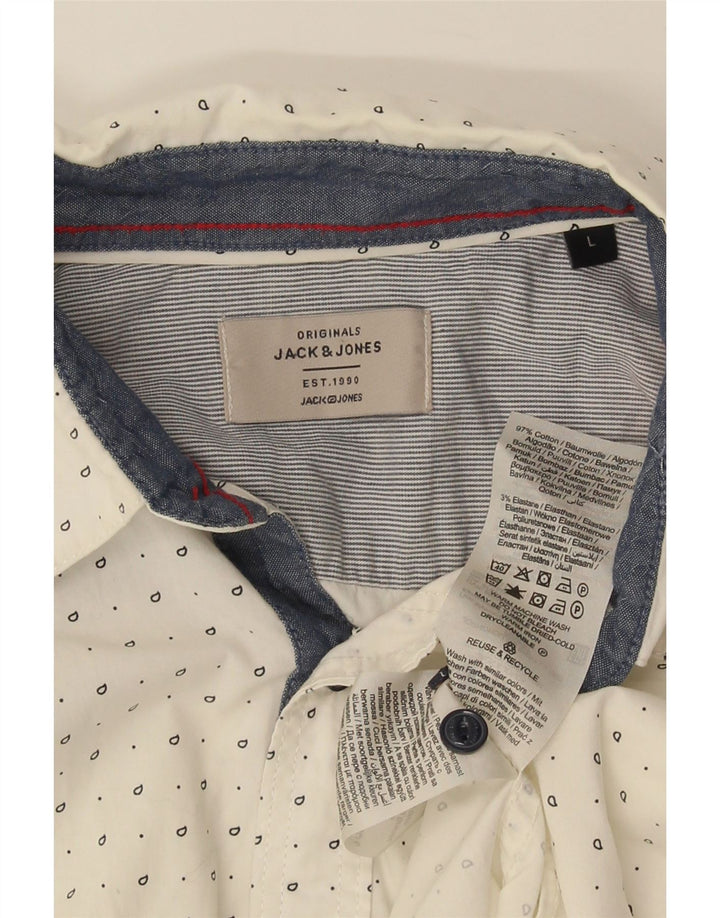 Jack & Jones Chemise Homme Large Blanc Pois Coton