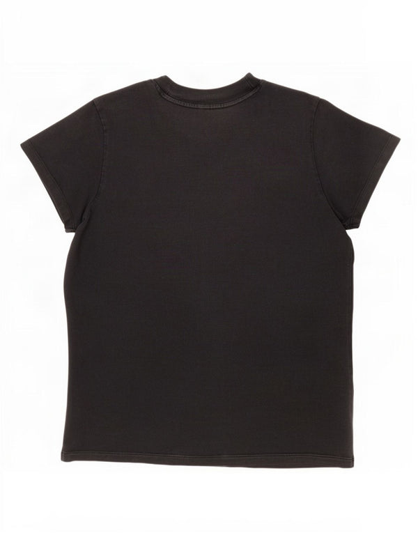 Adidas T-shirt graphique pour femme UK 12 en coton noir moyen