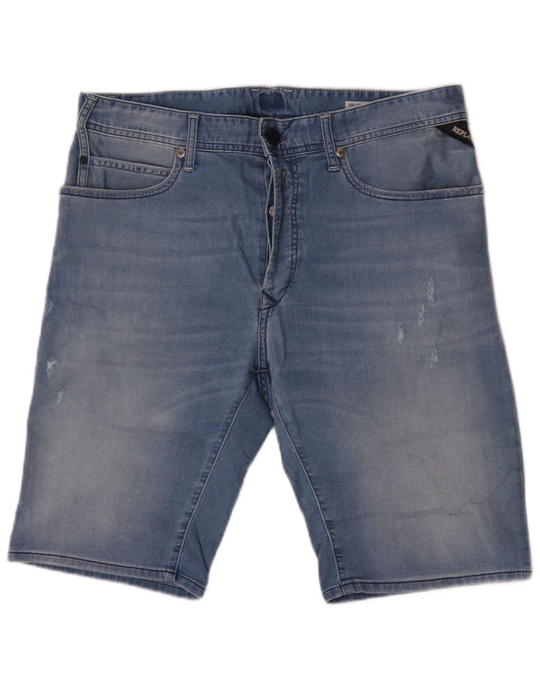 Replay Mens Denim Shorts W32 Medium Blue Cotton